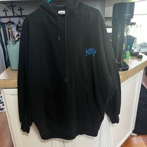 YITTY Black Relaxed Fit Hoodie with Textured Material